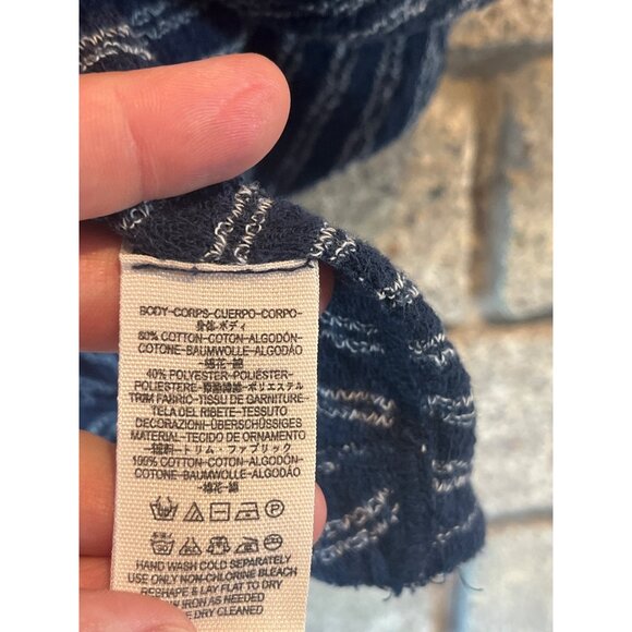 Free People Frida Embroidered Floral Striped Wrap Tank Top Navy L - Picture 5 of 9